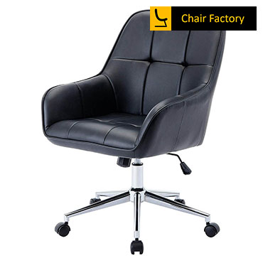 Arlo Checks Leather Black Designer Chair